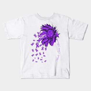 Testicular Cancer Awareness - Sunflower ribbon flowers fall Kids T-Shirt